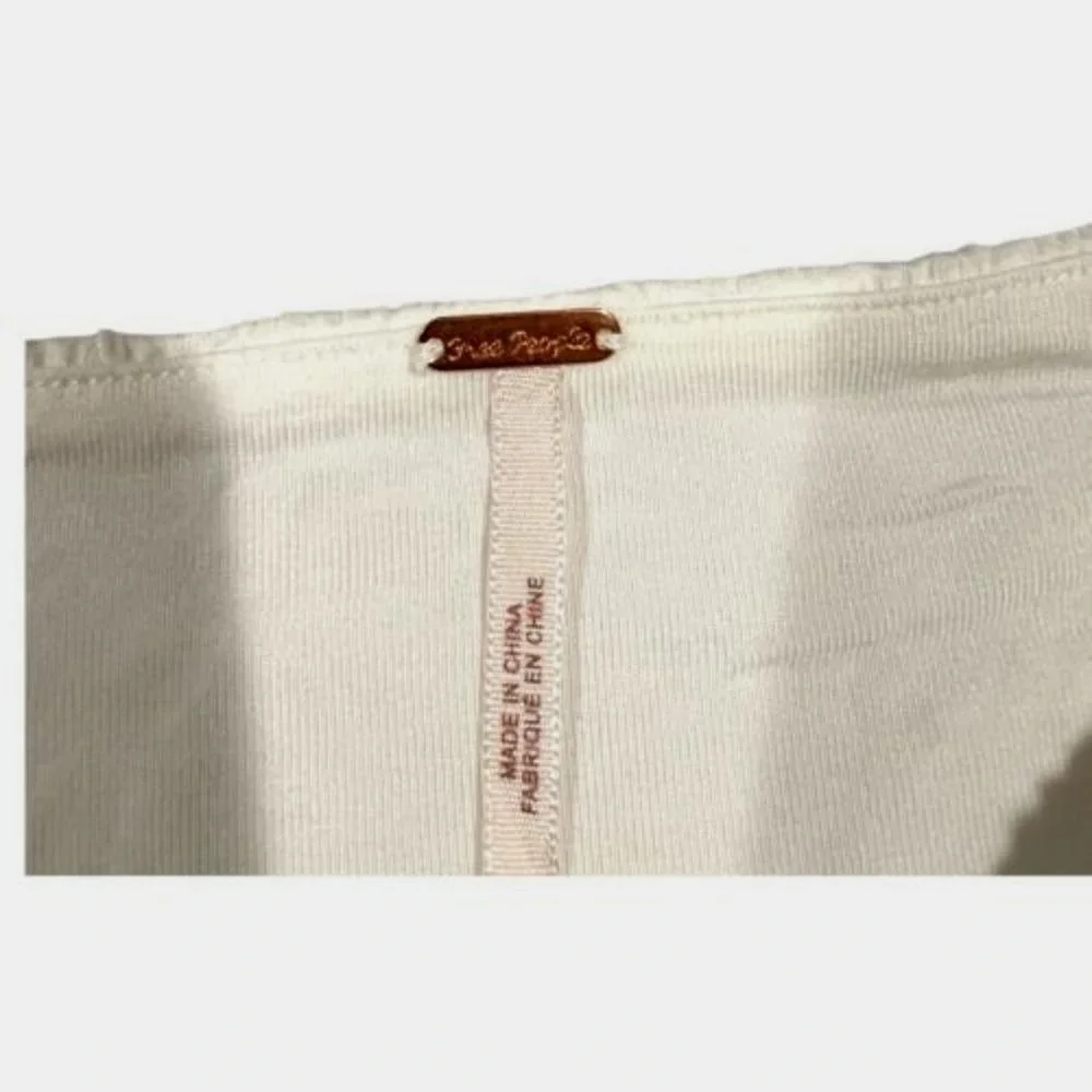Free People Brittany Smocked Top Winter White Tie Back Long‎ Sleeve M